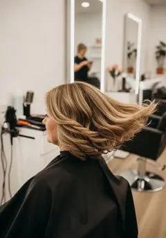 A finished blowout caught mid-turn so the waves swing away from the shoulder