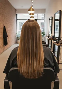 Previously fine hair taken to dense mid-back length with hand-tied wefts
