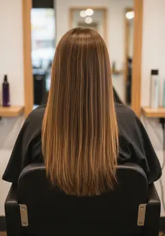 Previously fine hair taken to dense mid-back length with hand-tied wefts