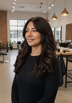 Long layered dark hair cut to keep the length and take out the weight