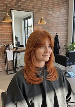 A grown-out fringe reshaped into wispy pieces that blend into the front layers