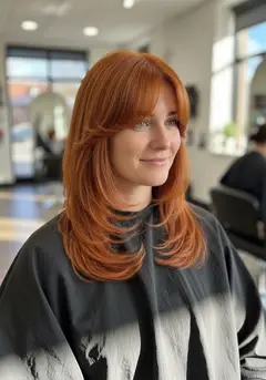 A grown-out fringe reshaped into wispy pieces that blend into the front layers